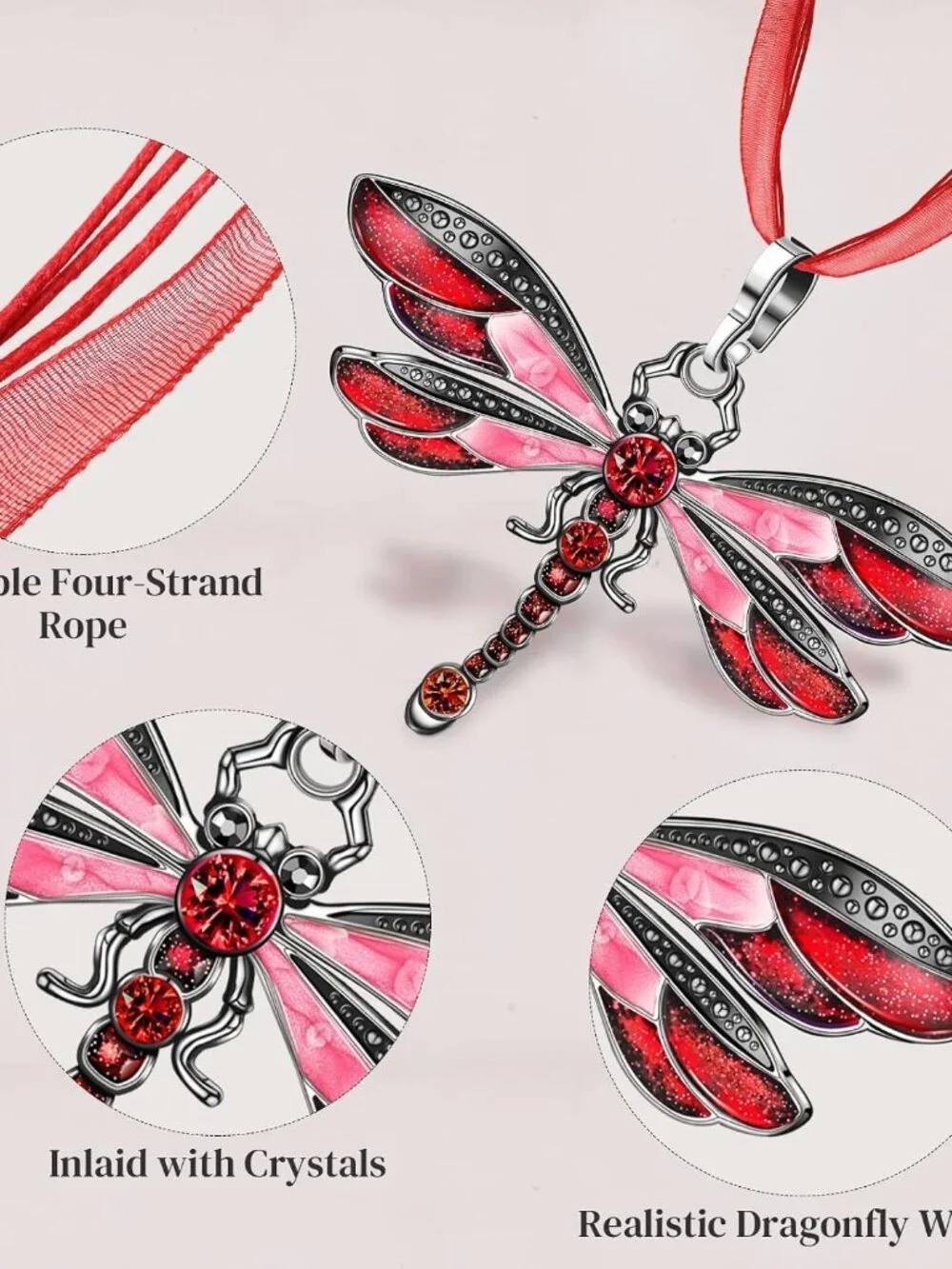 3 Pieces Dragonfly Charm Pendant Bohemian Jewelry for Women Colorful Enamel Vint